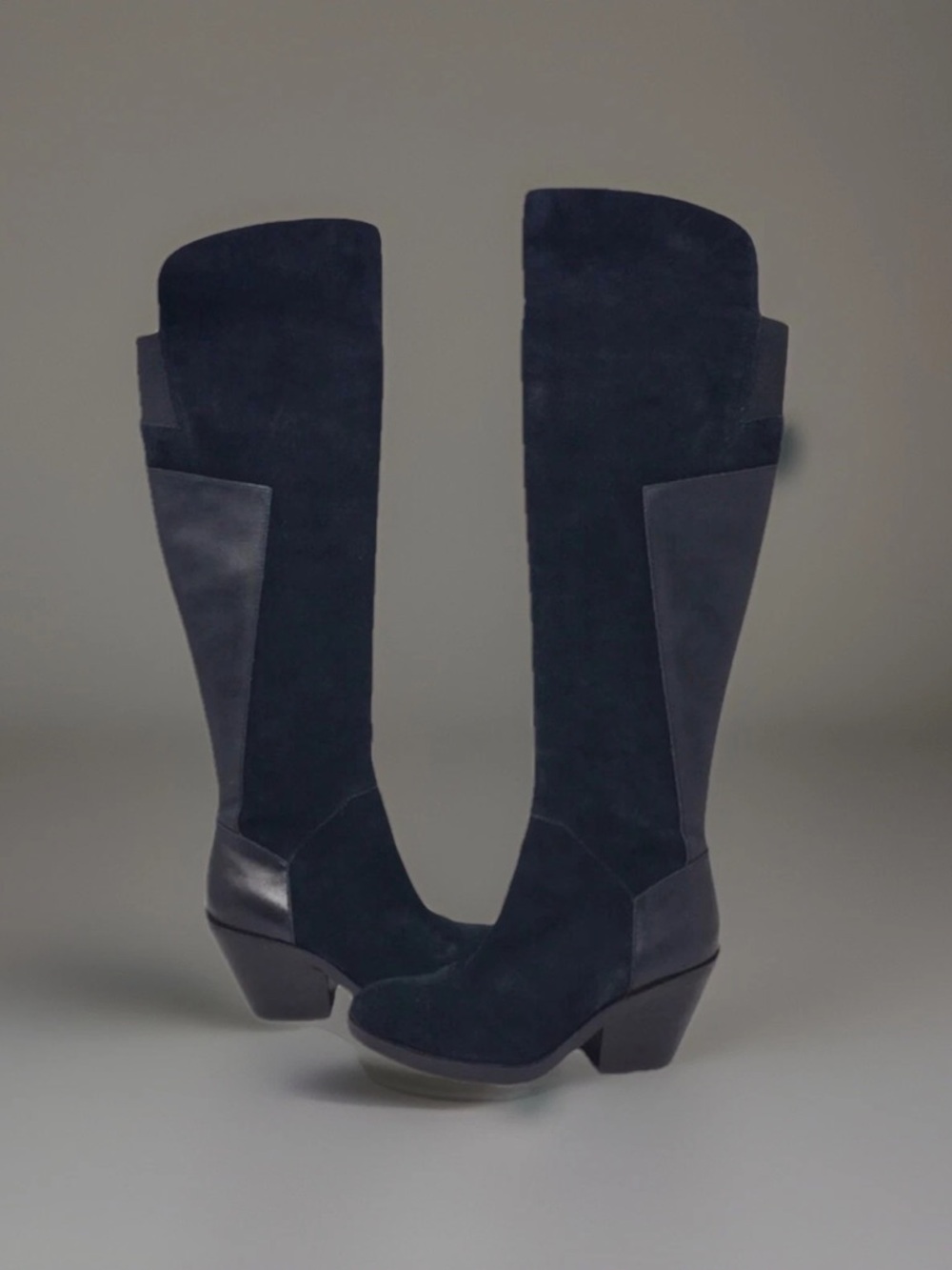 Naya Women’s Genuine Leather and Suede Black Knee High Boots - US 8.5